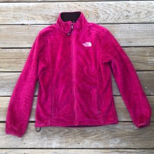 North Face Pink Osioto Fuzzy Zip Up Jacket
